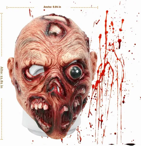 Vista 3 de Bulex Máscara de zomie de terror de Halloween, máscara de anciano sangriento, monstruo de terror, disfraz de cosplay de látex para cosplay, casa