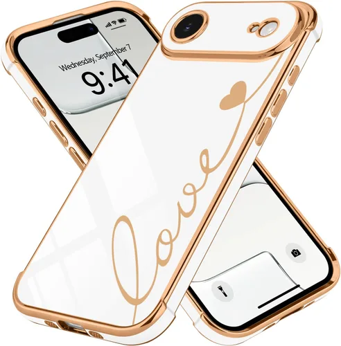 Vista 77 de LCHULLE Funda compatible con iPhone 12 para mujeres y niñas, bonito diseño de corazón de amor con enchapado de lujo, cubierta de TPU suave a prueba