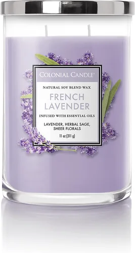 Vista 35 de Colonial Candle - Vela perfumada de frasco con aroma a agua de coco, colección clásica de cilindros, 2 mechas, azul, 19 onzas - hasta 120 horas