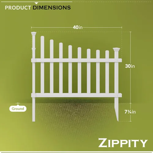 Vista 8 de Valla de jardín Zippity Outdoor Products ZP19007, valla de estacas de vinilo desarmada no requiere perforación en el suelo, 42 x 30 pulgadas