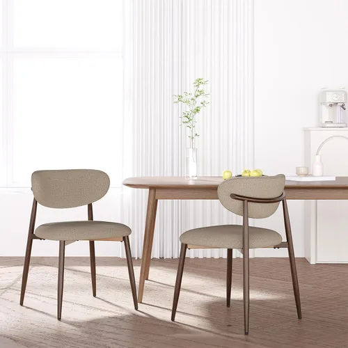 Vista 10 de MALOL Juego de 2 sillas de comedor tapizadas con respaldo curvo, color Beige