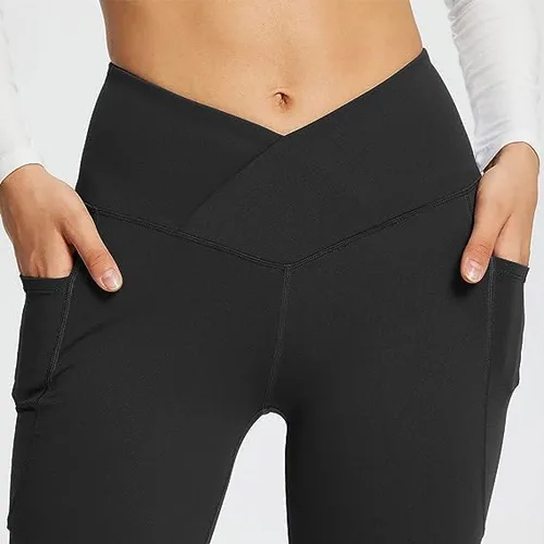 Vista 5 de Pantalones casuales para mujer, corte de bota, para yoga, otoño, 2023, de cintura alta, acampanados, para entrenamiento, palazzo, atlético, pierna