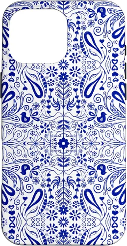Vista 19 de Folk Art Pattern Blue Chinoiserie Birds Flowers Scandinavian Case for iPhone 17
