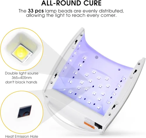 Vista 3 de Lámpara de uñas profesional recargable UV/LED de 48 W, secador de uñas de gel inalámbrico con sensor automático y pantalla digital, 4 ajustes
