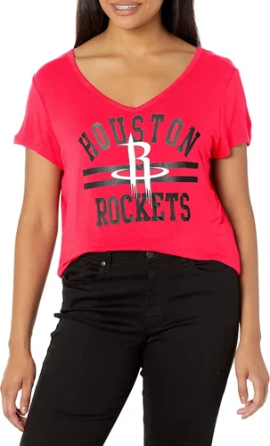 Vista 17 de Ultra Game Camiseta de mujer NBA Oficial con cuello en V y strass de manga corta
