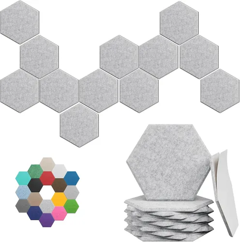 Vista 26 de Paneles hexagonales en forma de A, paquete de 12 paneles acústicos de alta densidad de 12 x 10 x 0.4 pulgadas para mejorar la reducción de ruido