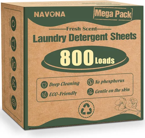 Vista 12 de Paquete Mega de 1000 Cargas de Hojas de Detergente para Ropa, Hojas de Lavandería Ecológicas, Limpieza Potente, Adecuadas para Hogares, Dormitorios