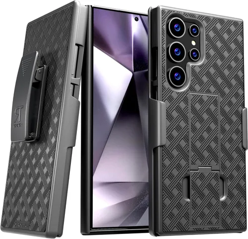 Vista 10 de Funda diseñada para Samsung Galaxy S23 Ultra con funda de clip para cinturón, funda con función atril, color negro