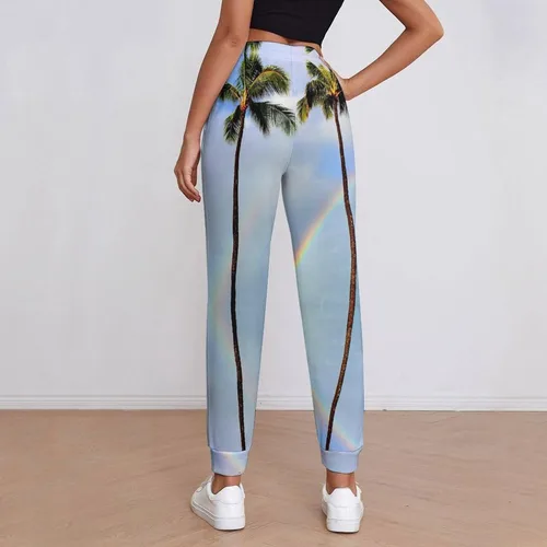 Vista 3 de Rainbow Palm Trees Casual Sweatpants for Women High Waisted Jogger Pants Sport Trousers with Pockets