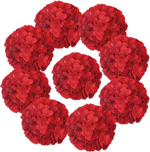 Vista 10 de 10 cabezas de hortensias de seda con tallos de flores artificiales para bodas, fiestas, decoración del hogar (negro)