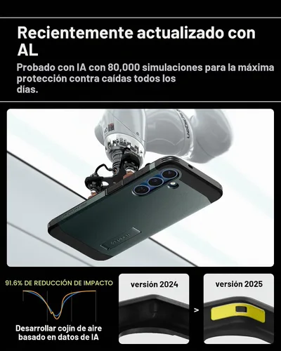 Vista 4 de Spigen Funda para Galaxy S25, Tough Armor MagFit [Kickstand] [Compatible con MagSafe] [Protección de grado militar] - Abyss Green Abyss Verde