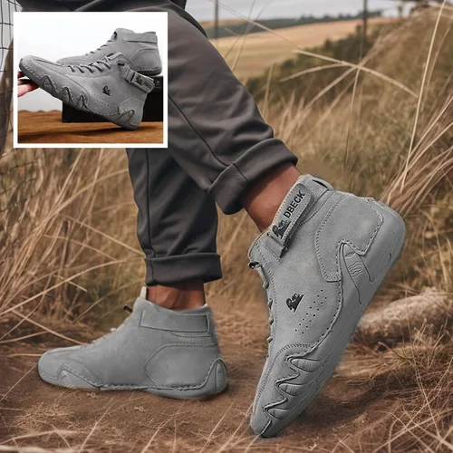 Vista 20 de JishinGal Botas Chukka de ante para hombre, ligeras, descalzas, para caminar, al aire libre, informales, italianas, hechas a mano, de caña alta, sin