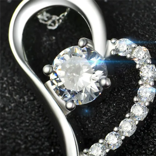 Vista 3 de YFN Collar de corazón de plata esterlina para mujer, regalos de cumpleaños para mamá, esposa, hija, novias