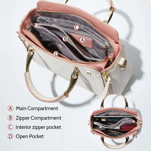 Vista 3 de Bolsos de cuero para mujer, con asa superior y correa ajustable