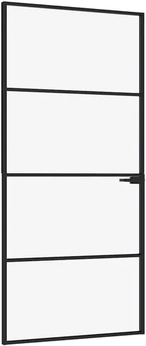 Vista 12 de vidaXL Puerta Interior Negro 29.9"x79.3" Vidrio Templado y Aluminio Delgado