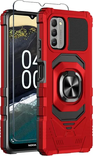Vista 7 de Funda protectora para Nokia G310 5G con protector de pantalla de vidrio templado, grado militar, resistente a prueba de golpes, con soporte de Azul