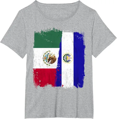 Vista 66 de Camiseta con la bandera mexicana de El Salvador con la mitad de la bandera mexicana de El Salvador