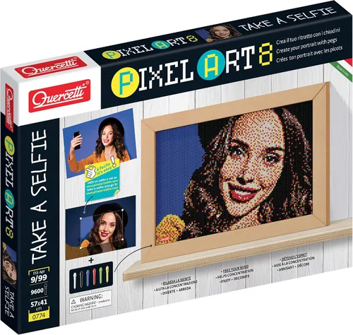 Vista 7 de Quercetti Pixel Art 4 - Kit de mosaico para selfie, convierte cualquier foto en arte de mosaico con 4800 clavijas en 6 colores y 4 tableros