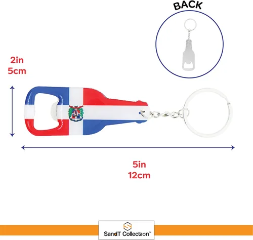 Vista 4 de SandT Collection Abrebotellas de cerveza de metal - Forma de bandera de República Dominicana
