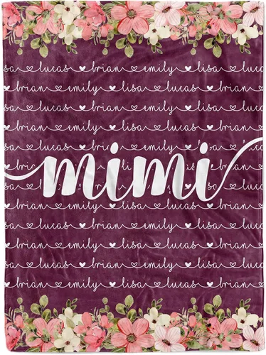 Vista 8 de Personalized Grandma Blanket, Gifts for Grandmother from Grand Kids, Name Blankets for Mimi, Gigi, Nana (Grandma 01)