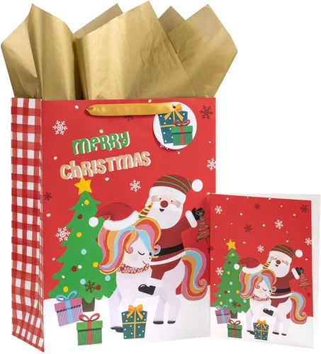 Vista 8 de LeZakaa Bolsa de Regalo Holográfica para Niños, Niños y Niñas, Sombrero de Bruja de Calabaza Malvada de Arcoíris en Diseño Negro con Papel de Seda