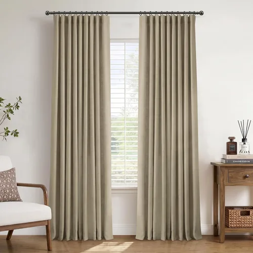 Vista 21 de Cortinas opacas completas para dormitorio de 63 pulgadas de largo, juego de 2 paneles, anillos de clip/bolsillo para barra, cortinas opacas de lino