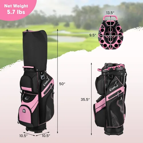 Vista 6 de Tangkula Bolsa de carrito de golf con divisores de longitud completa de 14 vías, 6 bolsas moldeadas con cierre superior de golf con 11 bolsillos