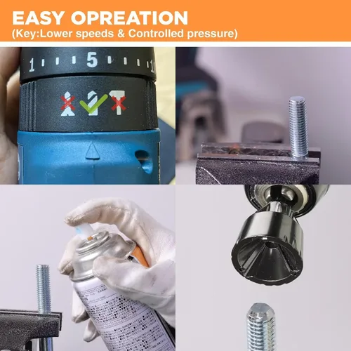Vista 5 de Punta de taladro para achaflanado de carburo de tungsteno 1/2" a 1-3/8" Uniburr, herramienta de reparación de rosca de perno para eliminar rebabas