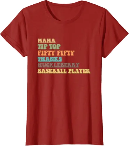Vista 48 de Mama Tip-Top Fifty Fifty Thanks Huckleberry - Camiseta de béisbol, Negro