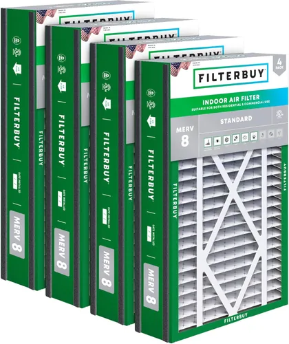 Vista 24 de Filterbuy Filtro de aire MERV 8 Essential Dust & Allergy Defense de 10 x 17 x 2 pulgadas (paquete de 4), filtros exteriores plisados electrostáticos