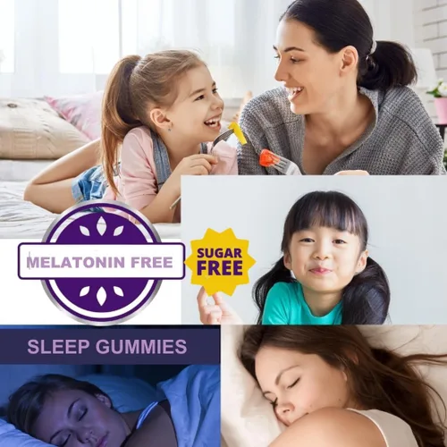 Vista 4 de Ayuda para dormir sin melatonina Gomitas para dormir para niños y adultos sin gluten sin OMG Sabor cacao y fresa, 60 gomitas veganas sin azúcar