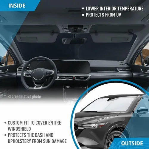 Vista 5 de Clim Art - Parasol para parabrisas de Mazda CX-5 2017-2024, plegable, personalizado, protector solar para vehículo, cubierta para parabrisas Para