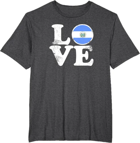 Vista 24 de Love El Salvador Flag tShirt Home Pride Distressed Tee T-Shirt