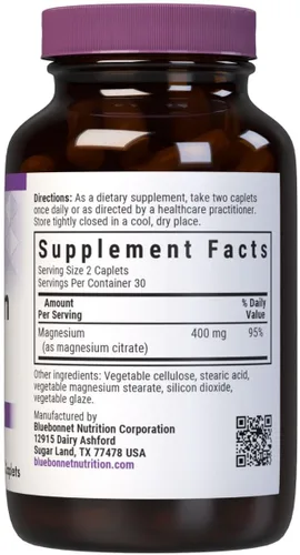 Vista 2 de Bluebonnet Nutrition Citrato de Magnesio (400 mg de Magnesio) - Máxima Absorción - Apoya la Salud Inmunológica y la Producción de Energía - Sin