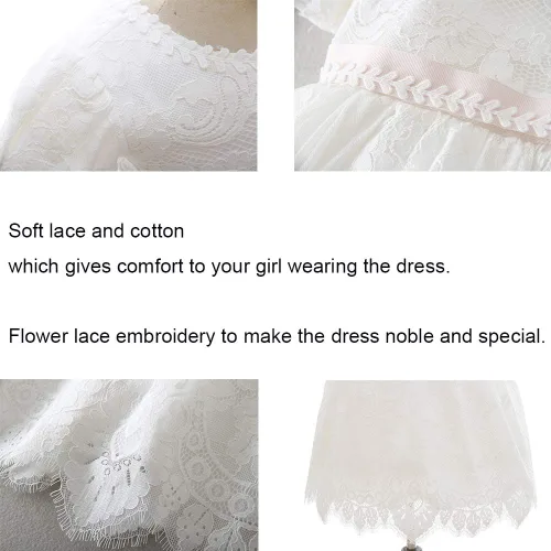 Vista 4 de Vestido de bautizo para niña, vestido de bendición para bautizo, vestido de bendición para niña de las flores, vestidos para ocasiones especiales