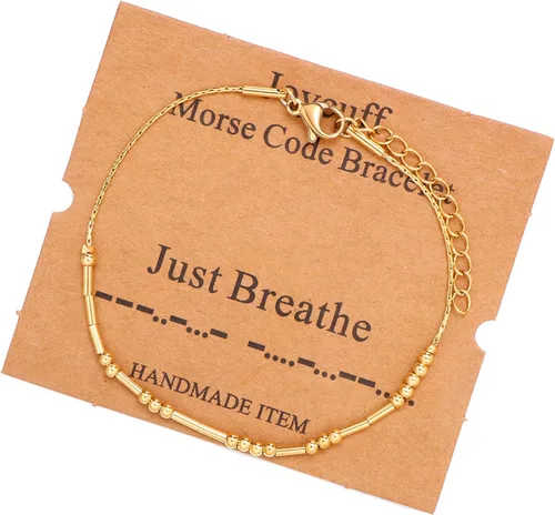 Vista 126 de JoycuFF Pulseras inspiradoras de código morse para mujeres, cuentas de plata, joyería con mantra de motivación, regalos para ella