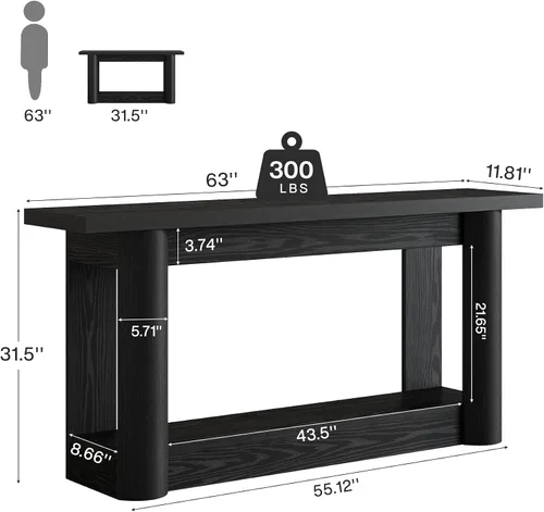 Vista 2 de Tribesigns Mesa consola moderna de 63 pulgadas, mesa de sofá larga estrecha