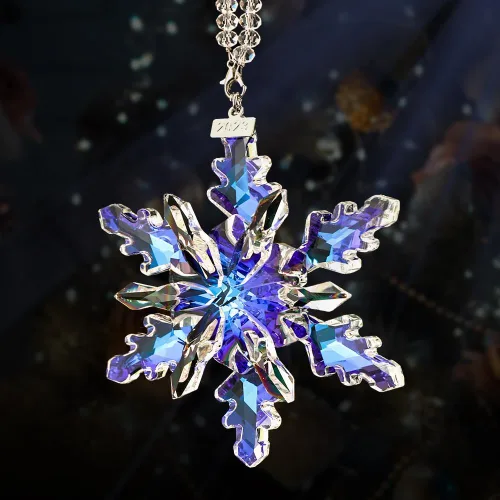 Vista 3 de XIANGBAN Edición 2025 Adornos de copo de nieve de cristal, adornos de Navidad, regalos para el hogar (2023-multicolor)