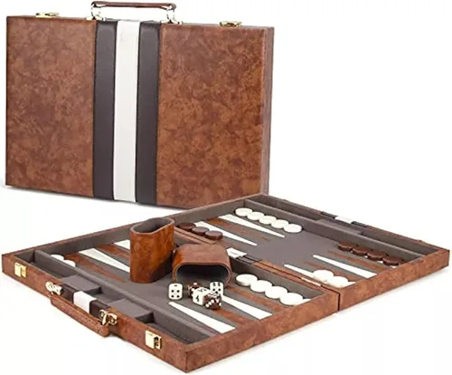 Vista 2 de Juego de tablero plegable clásico de 15 pulgadas con funda de cuero, juego de viaje portátil, paquete de regalo ideal para amantes de la estrategia