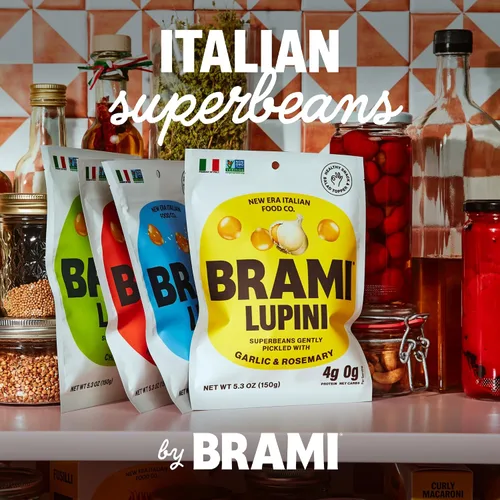Vista 7 de BRAMI Lupini Beans Snack, Ajo y Romero, 7g de proteína vegetal, 0g de carbohidratos netos, vegano, vegetariano, keto, dieta mediterránea,