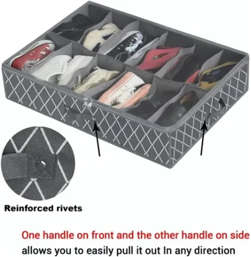 Vista 2 de Contenedores de almacenamiento no tejidos debajo de la cama con asas reforzadas, almacenamiento debajo de la cama para zapatos con ventana
