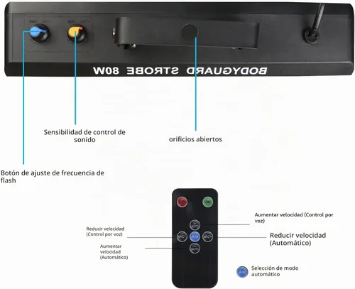 Vista 4 de Luces estroboscópicas activadas por sonido, luces LED estroboscópicas blancas de 100 W, efecto de luz de Halloween con control remoto, luces Blanco