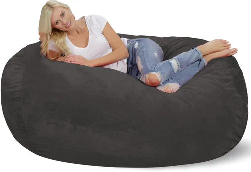 Vista 14 de Silla de saco puf Chill Sack: Bolso de muebles de espuma viscoelástica de 6 pies y tumbona grande – Sofá grande con funda de microfibra suave - Negro