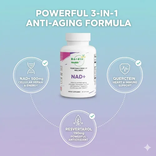 Vista 3 de Regeneración celular NAD+ premium con quercetina y resveratrol 500mg Suplemento avanzado antienvejecimiento y vitalidad Reparación celular