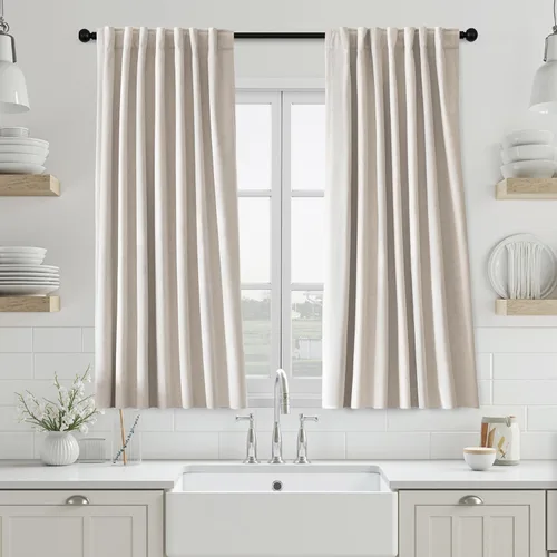 Vista 17 de UHITECH Short Blackout Curtains for Bedroom 24 Inch Long 2 Panels, Beige