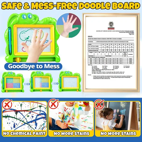 Vista 4 de Hymaz Paquete de 15 tableros de dibujo magnéticos para niños, colorida tableta de dibujo borrable para niños pequeños de 1 a 3 años, almohadilla