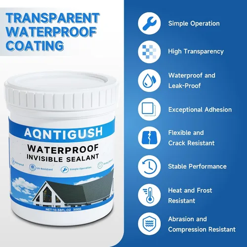 Vista 4 de Sellador transparente impermeable de 10.5 onzas (10.58 oz) con revestimiento impermeable invisible, adhesivo impermeable para techos, paredes, baño