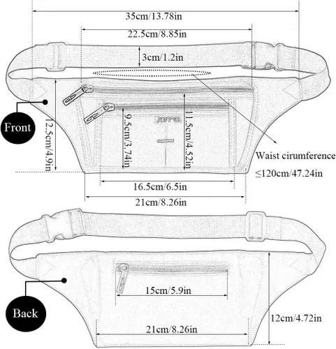 Vista 14 de Bolsa de cintura ultrafino con ranuras c/visualización para tarjeta de crédito, para deportes, aire libre, correr, caminar, viajes.