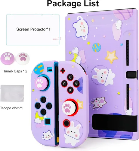 Vista 5 de Tscope Funda protectora acoplable para Nintendo Switch bonita funda delgada de TPU suave para consola NS y controladores Joy-Con con pantalla