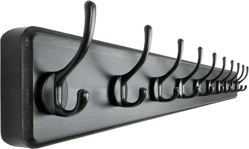 Vista 13 de Dseap Perchero de Pared: Moderno, Patentado, Resistente, 17.4" de Largo, Riel Colgador de Madera con 5 Ganchos Dobles para Abrigos de Invierno, Negro